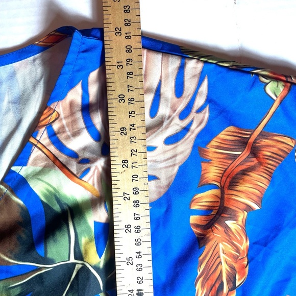 SHEIN Curve Blue Tropical Leaf Print Bohemian Flowy Jumpsuit Romper Size 2XL - Picture 8 of 14